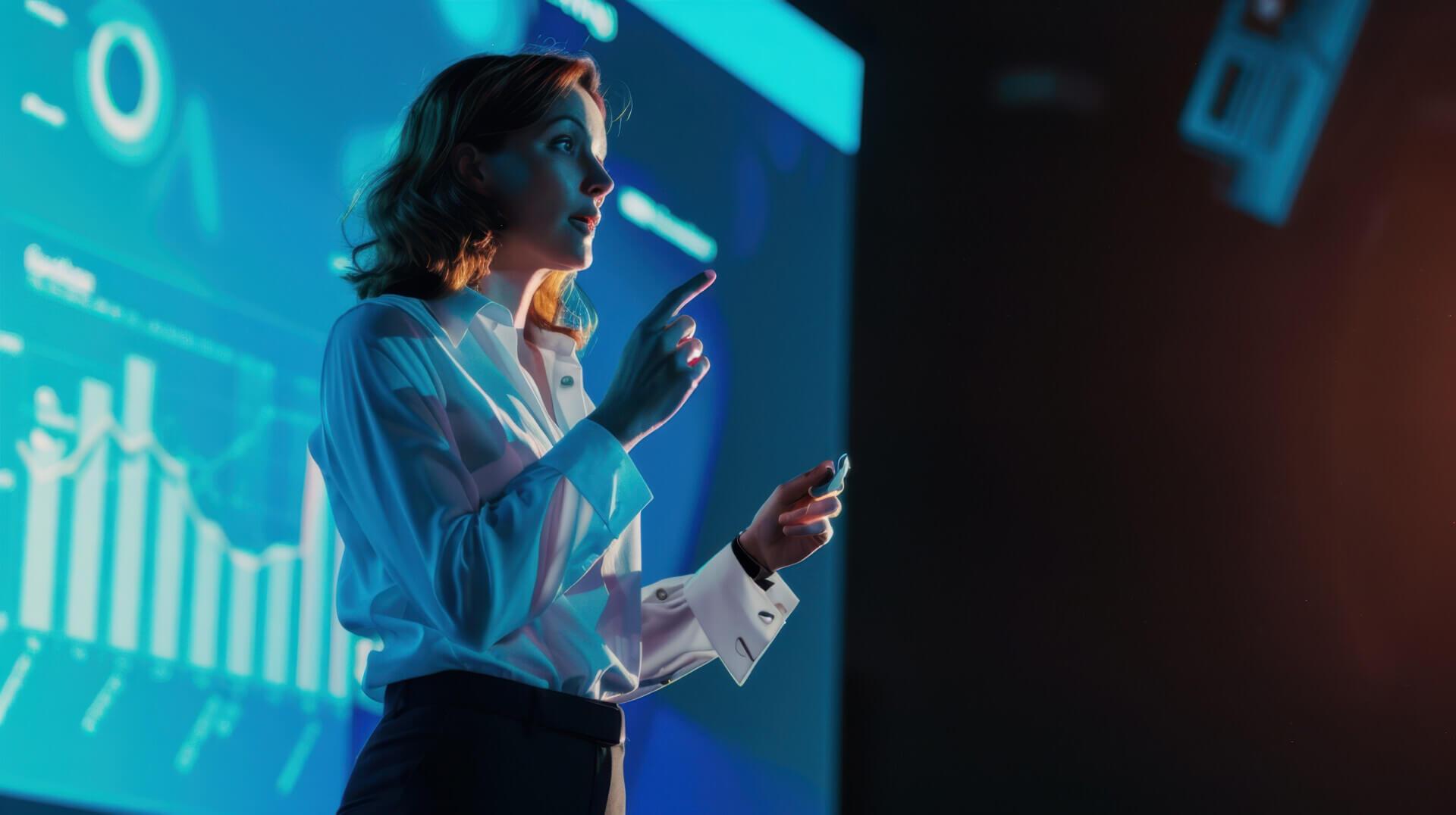 Woman doing presentation on AI values